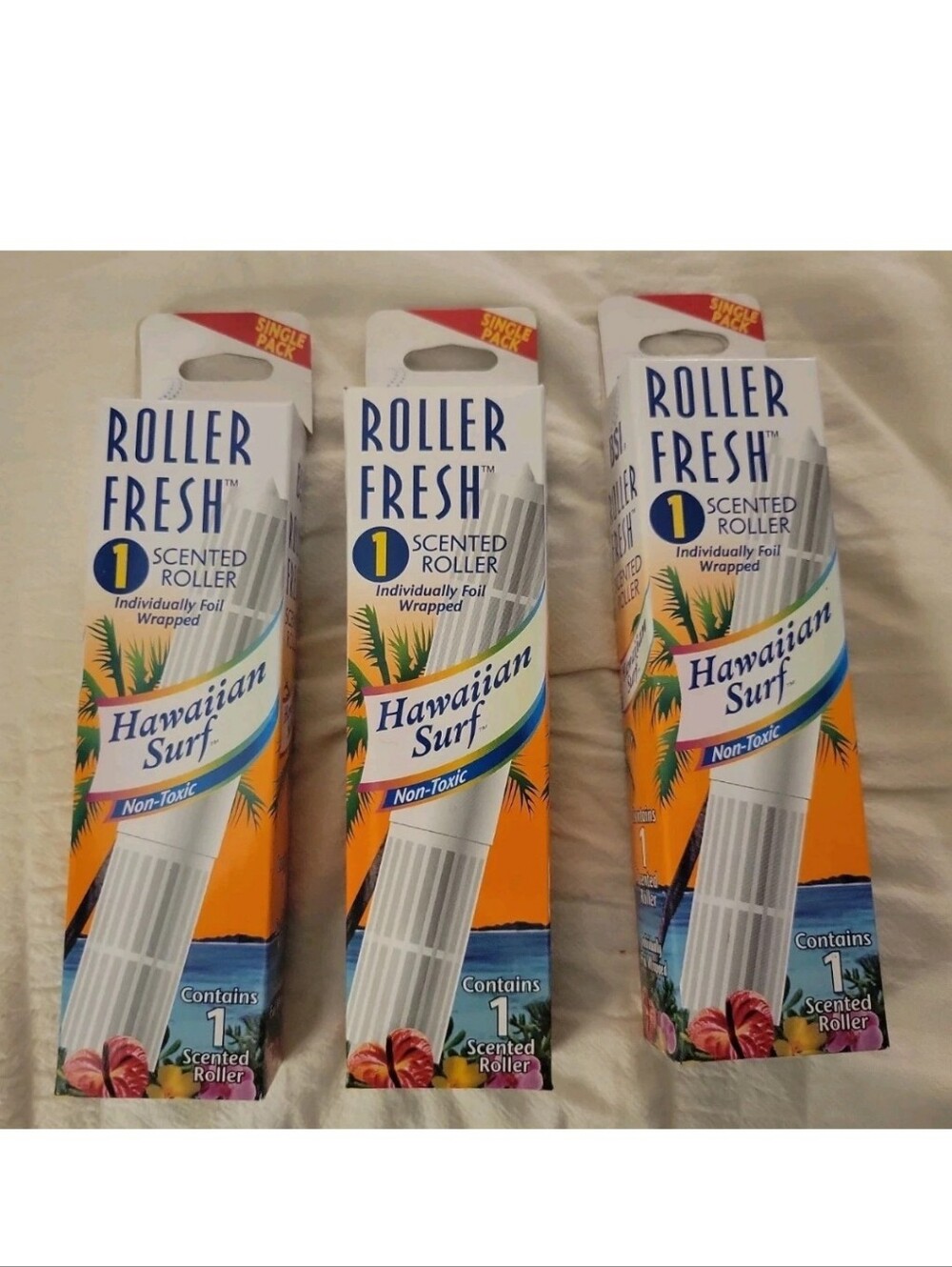 3 Vintage BSI Roller Fresh Hawaiian Surf Scented Toilet Paper Roller Retired